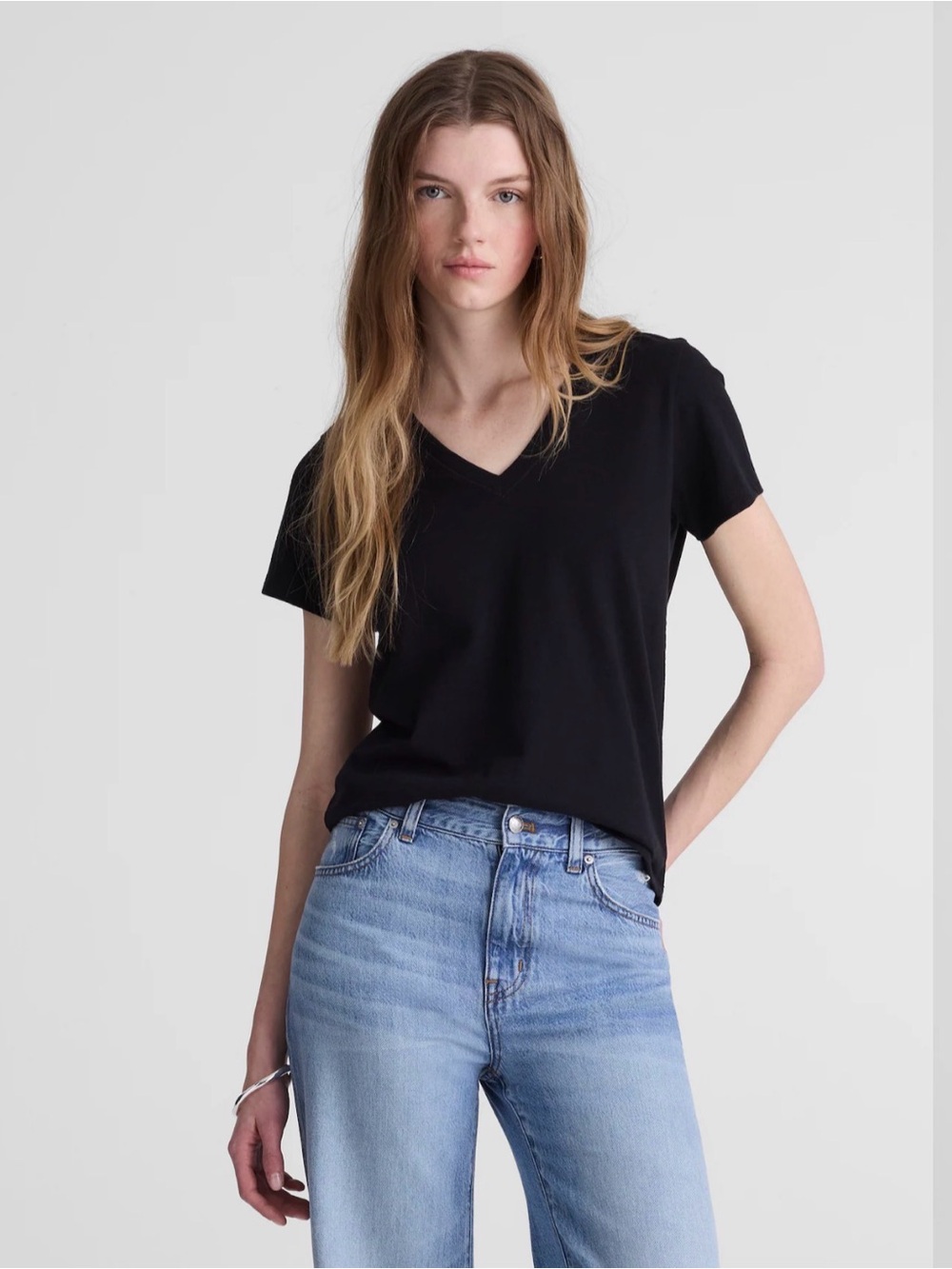 NWT Madewell The Relaxed V-Neck Tee in Vintage Jersey - Charcoal Black - Size M